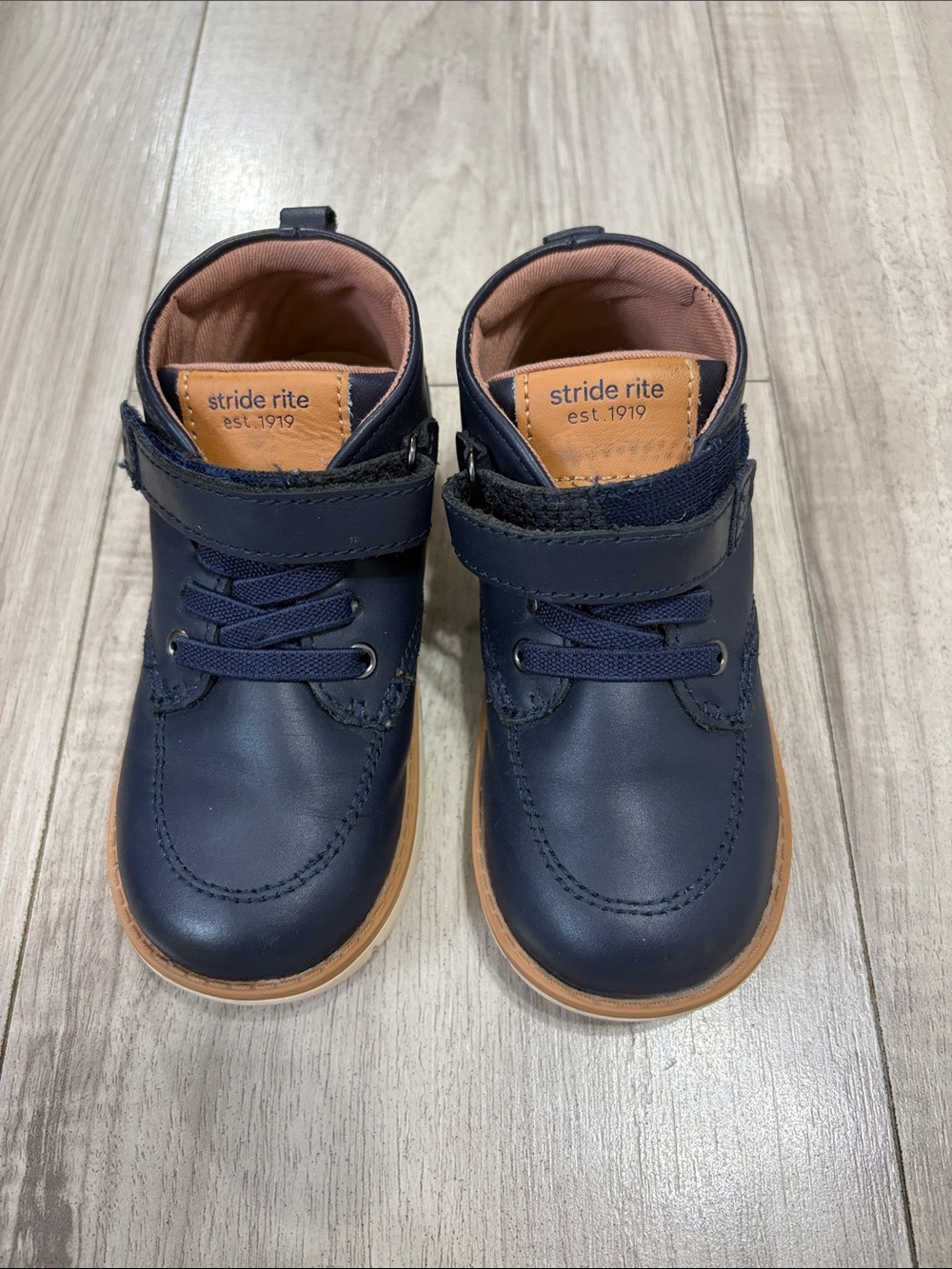 Stride Rite Navy and Brown Toddler Sneakers with Velcro Straps